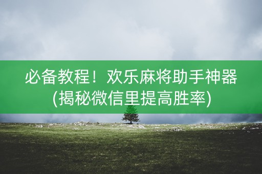 必备教程！欢乐麻将助手神器(揭秘微信里提高胜率)