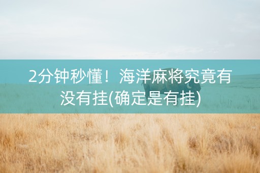 2分钟秒懂！海洋麻将究竟有没有挂(确定是有挂)