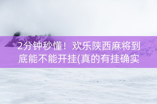 2分钟秒懂！欢乐陕西麻将到底能不能开挂(真的有挂确实有挂)