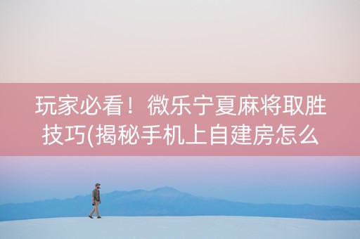玩家必看！微乐宁夏麻将取胜技巧(揭秘手机上自建房怎么赢)