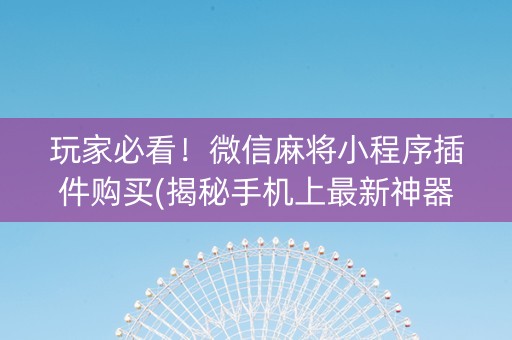 玩家必看！微信麻将小程序插件购买(揭秘手机上最新神器下载)