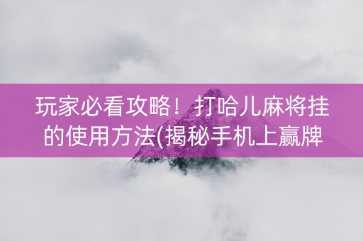 玩家必看攻略！打哈儿麻将挂的使用方法(揭秘手机上赢牌技巧)