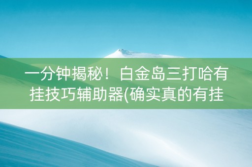 一分钟揭秘！白金岛三打哈有挂技巧辅助器(确实真的有挂)