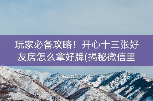 玩家必备攻略！开心十三张好友房怎么拿好牌(揭秘微信里最新神器下载)
