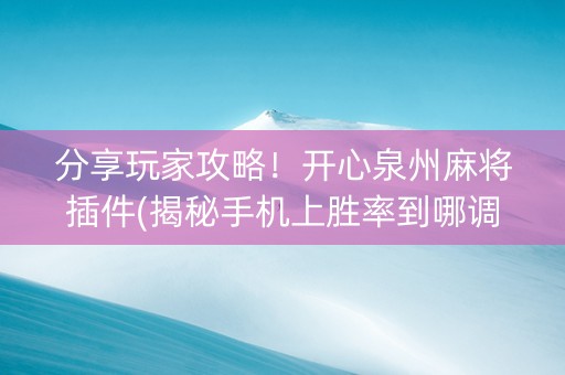分享玩家攻略！开心泉州麻将插件(揭秘手机上胜率到哪调)