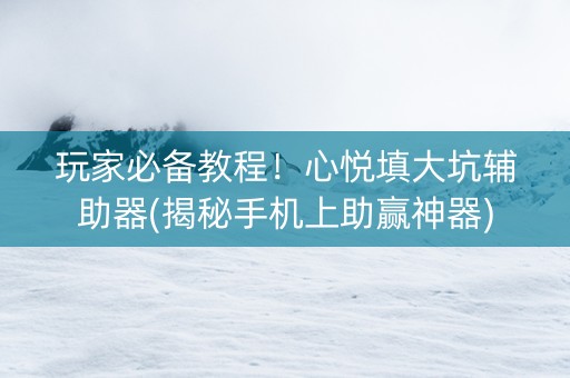 玩家必备教程！心悦填大坑辅助器(揭秘手机上助赢神器)