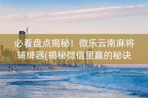 必看盘点揭秘！微乐云南麻将辅牌器(揭秘微信里赢的秘诀)