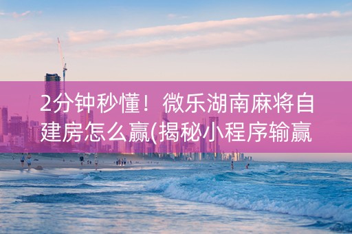2分钟秒懂！微乐湖南麻将自建房怎么赢(揭秘小程序输赢规律)