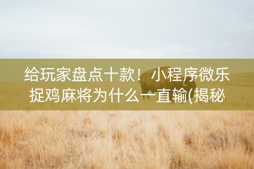 给玩家盘点十款！小程序微乐捉鸡麻将为什么一直输(揭秘微信里最新神器下载)