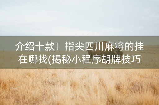 介绍十款！指尖四川麻将的挂在哪找(揭秘小程序胡牌技巧)