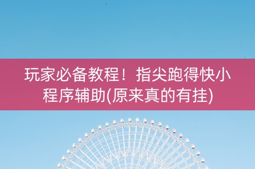 玩家必备教程！指尖跑得快小程序辅助(原来真的有挂)