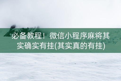 必备教程！微信小程序麻将其实确实有挂(其实真的有挂)