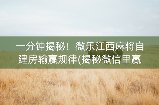 一分钟揭秘！微乐江西麻将自建房输赢规律(揭秘微信里赢的秘诀)