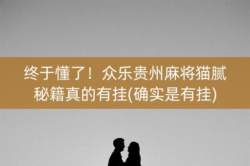 终于懂了！众乐贵州麻将猫腻秘籍真的有挂(确实是有挂)
