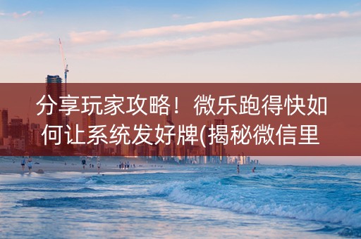分享玩家攻略！微乐跑得快如何让系统发好牌(揭秘微信里助攻神器)