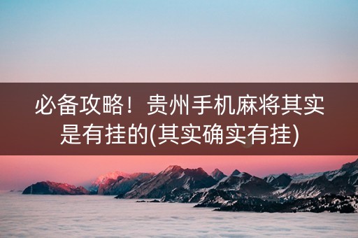 必备攻略！贵州手机麻将其实是有挂的(其实确实有挂)