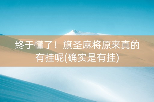 终于懂了！旗圣麻将原来真的有挂呢(确实是有挂)