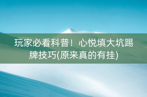 玩家必看科普！心悦填大坑踢牌技巧(原来真的有挂)