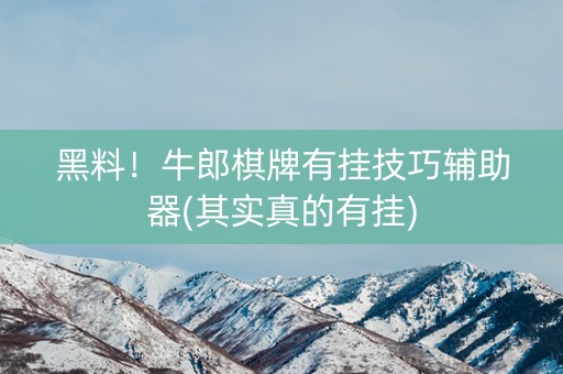 黑料！牛郎棋牌有挂技巧辅助器(其实真的有挂)
