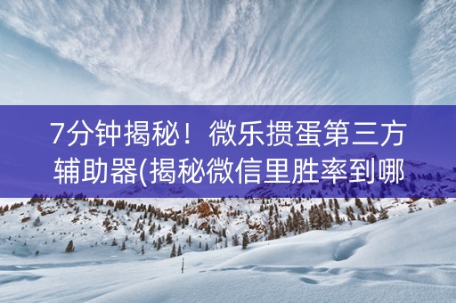 7分钟揭秘！微乐掼蛋第三方辅助器(揭秘微信里胜率到哪调)