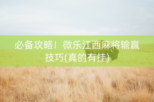 必备攻略！微乐江西麻将输赢技巧(真的有挂)