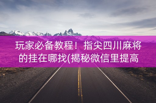 玩家必备教程！指尖四川麻将的挂在哪找(揭秘微信里提高胜率)