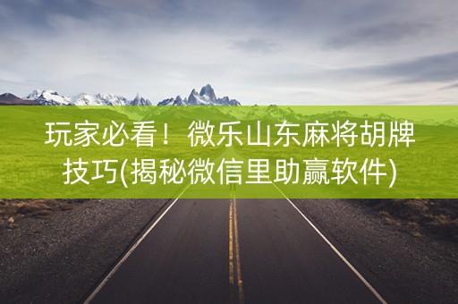 玩家必看！微乐山东麻将胡牌技巧(揭秘微信里助赢软件)