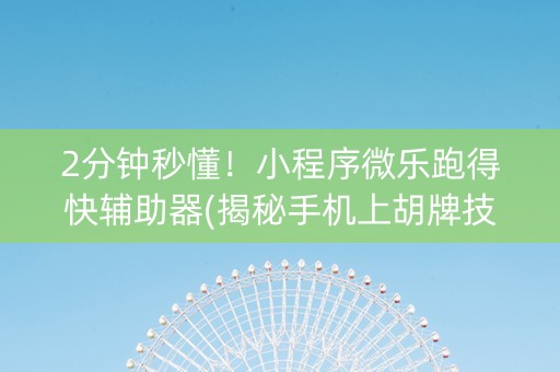 2分钟秒懂！小程序微乐跑得快辅助器(揭秘手机上胡牌技巧)