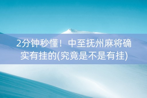 2分钟秒懂！中至抚州麻将确实有挂的(究竟是不是有挂)
