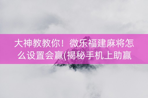 大神教教你！微乐福建麻将怎么设置会赢(揭秘手机上助赢神器购买)