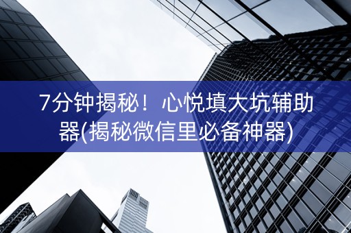 7分钟揭秘！心悦填大坑辅助器(揭秘微信里必备神器)