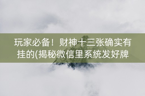 玩家必备！财神十三张确实有挂的(揭秘微信里系统发好牌)