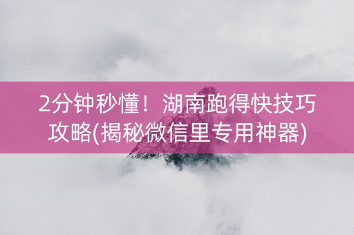 2分钟秒懂！湖南跑得快技巧攻略(揭秘微信里专用神器)