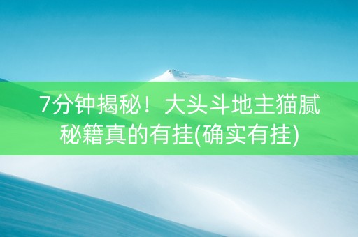 7分钟揭秘！大头斗地主猫腻秘籍真的有挂(确实有挂)