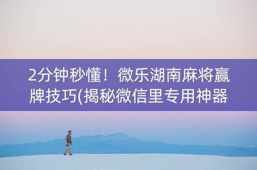 2分钟秒懂！微乐湖南麻将赢牌技巧(揭秘微信里专用神器)