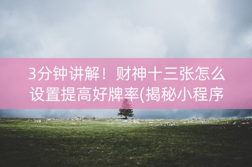 3分钟讲解！财神十三张怎么设置提高好牌率(揭秘小程序如何让牌变好)