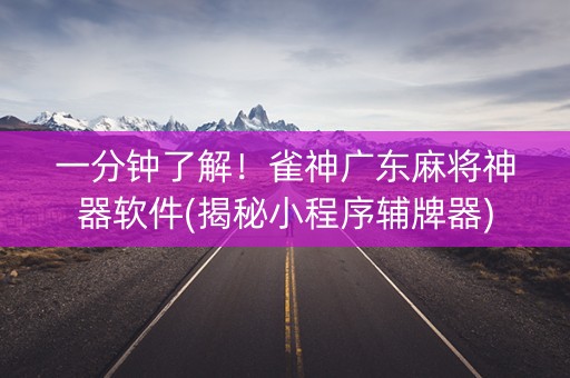 一分钟了解！雀神广东麻将神器软件(揭秘小程序辅牌器)