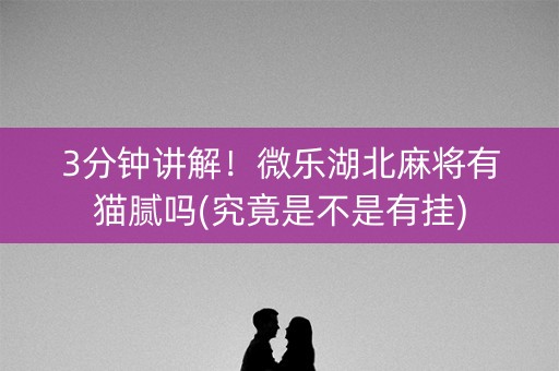 3分钟讲解！微乐湖北麻将有猫腻吗(究竟是不是有挂)