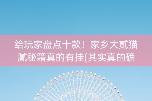 给玩家盘点十款！家乡大贰猫腻秘籍真的有挂(其实真的确实有挂)