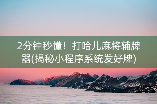 2分钟秒懂！打哈儿麻将辅牌器(揭秘小程序系统发好牌)