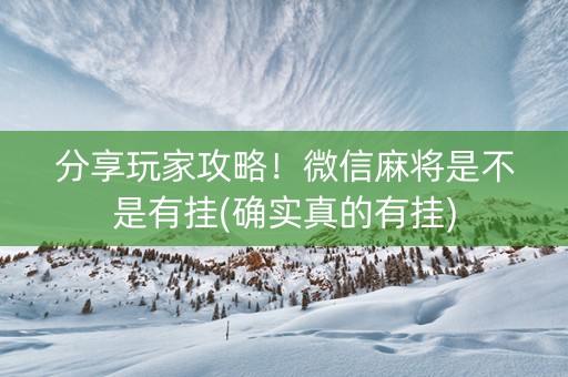 分享玩家攻略！微信麻将是不是有挂(确实真的有挂)