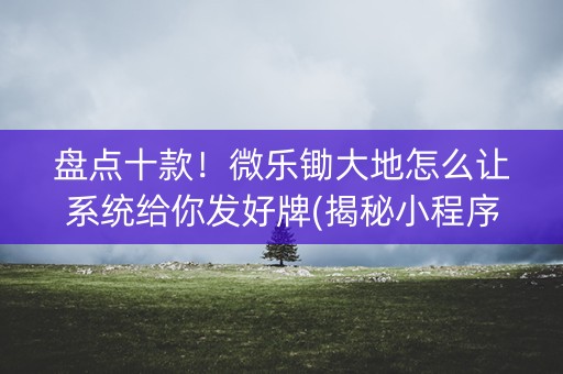 盘点十款！微乐锄大地怎么让系统给你发好牌(揭秘小程序必备神器)