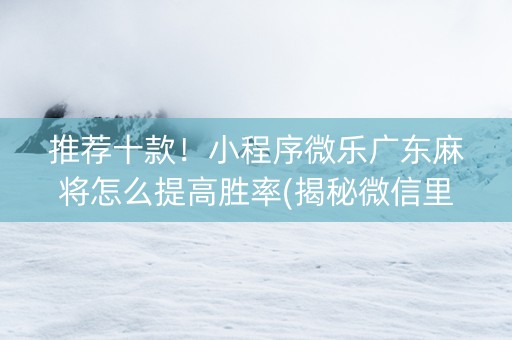推荐十款！小程序微乐广东麻将怎么提高胜率(揭秘微信里自建房怎么赢)