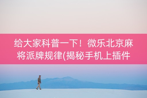 给大家科普一下！微乐北京麻将派牌规律(揭秘手机上插件购买)