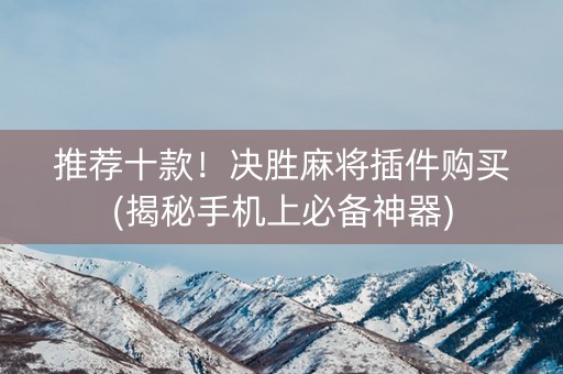 推荐十款！决胜麻将插件购买(揭秘手机上必备神器)