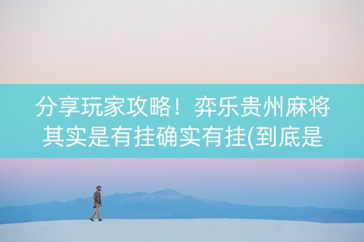 分享玩家攻略！弈乐贵州麻将其实是有挂确实有挂(到底是不是有挂)