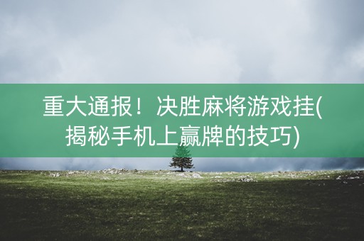 重大通报！决胜麻将游戏挂(揭秘手机上赢牌的技巧)