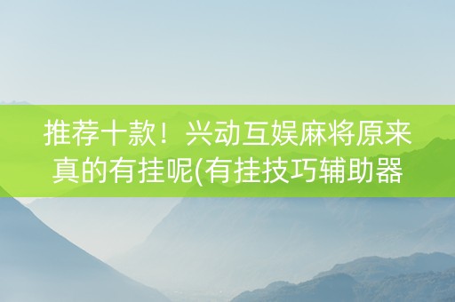 推荐十款！兴动互娱麻将原来真的有挂呢(有挂技巧辅助器)
