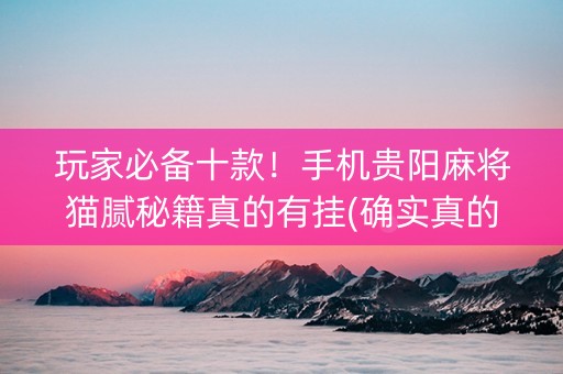 玩家必备十款！手机贵阳麻将猫腻秘籍真的有挂(确实真的有挂)
