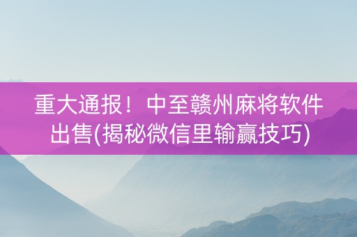 重大通报！中至赣州麻将软件出售(揭秘微信里输赢技巧)